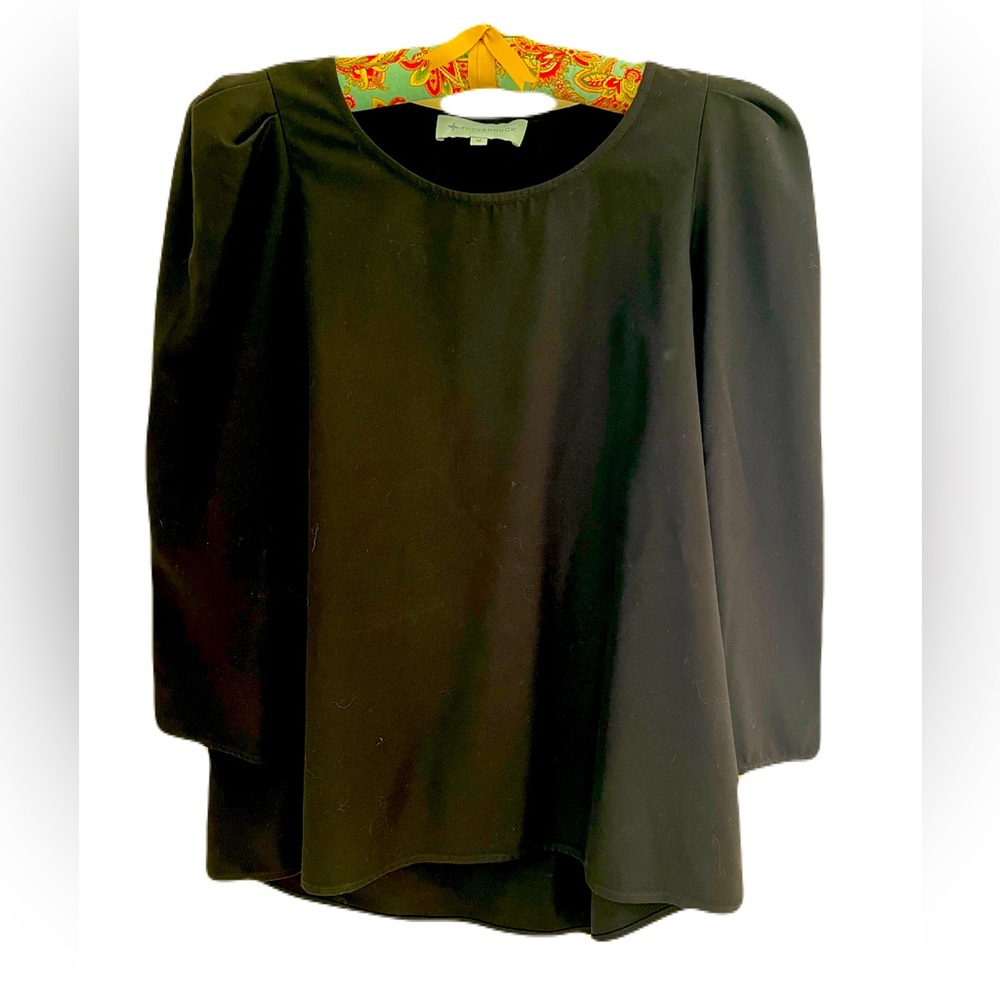 Tuckernuck Black Blouse with Orange Accents